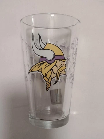 NEW NFL Minnesota Vikings Satin Etched Beer Pint Glass 16 oz. Man Cave FREE S&H! Cover