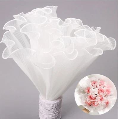 Flower Wrapping Paper Bouquet Floral Packaging White Mesh Wrap Roll Korean Bouqu - Image 1 of 4