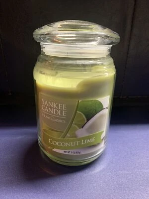 RARE Yankee Candle Large Jar Candle 110-150 hrs 22 oz COCONUT LIME  green - Image 1 of 4
