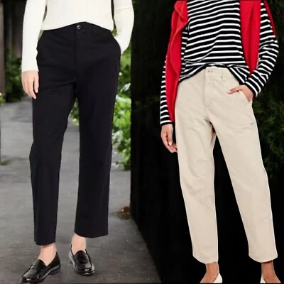 Pantalones chinos OGC de cintura alta azul marino antiguos para mujer - talla L - negros o tostados Foto 1 de 4