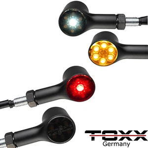 Toxx LED luz de estacionamiento intermitente + luz trasera intermitente Bull negro tintado moto conjunto - Imagen 1 de 11