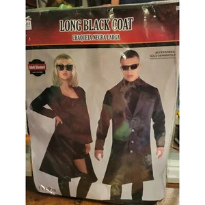 Long Black Trench Coat Halloween Costume Adult Standard 1 Piece - Picture 1 of 1
