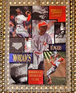 1996 Pinnacle MOSAICS INSERT RANGERS #2 Gonzalez/Will Clark/Ivan Rodriguez 