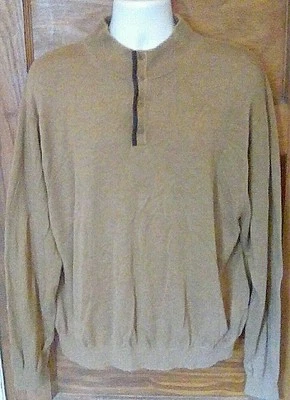 EUC Talbots Men's Henley Sweater Brown Cotton Blend XL Long Sleeve Free Shipping - Image 1 of 4