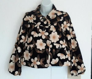 Gap Kids velvet floral prints  coat  Size: XXL(14-16) / Color: black & tan. - Picture 1 of 12
