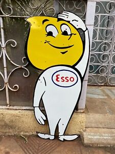 Vintage "Esso OIL DROP BOY" Porcelain Enamel Sign 31" X 16"