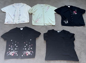 Vintage Jaclyn Smith Cardigan Sweaters Size XL Floral Accent Embroidered - Picture 1 of 24