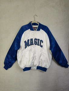Nike Orlando Magic Satin Men Jacket Large Blue Nylon Blend Snap Down Bomber - Picture 1 of 21