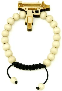 Uzi Nuevo Brazalete Natural Buena Madera Estilo Macrame Ajustable con Cuentas de Madera de 10 mm - Imagen 1 de 6