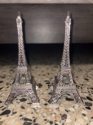 Estatua Torre Eiffel de metal de 12" réplica estatuilla decoración recuerdo 1 pieza plateada Foto 1 de 3