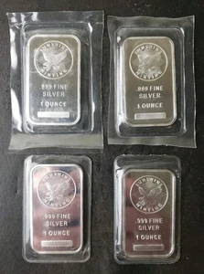 Lote de cuatro barras de águila de plata Sunshine Minting de 1 oz en plástico - Imagen 1 de 3