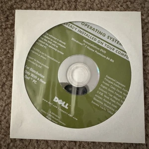 Microsoft Windows 7 Home Premium 64-Bit Dell Reinstallation Recovery DVD Disc - Picture 1 of 2