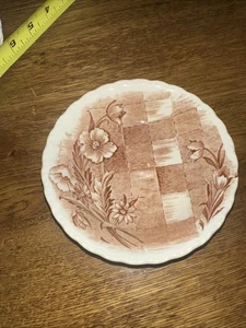 One Vtg Grindley Red Transfer-ware 5” Berry Bowls Trellis Pattern England - Picture 1 of 2