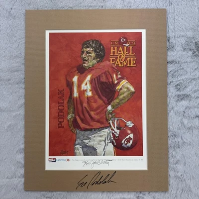 堪萨斯城酋长队艺术印刷版签名 Ed Podolak NFL 足球名人堂 156/250 — 第 1/3 张图片