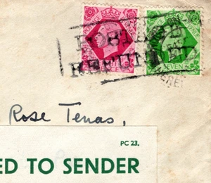 GB WW2 CENSOR RETOUR Chepstow Wales Cover KGVI 8d 7d *POSTAGE REFUNDED* MC113a - Picture 1 of 9
