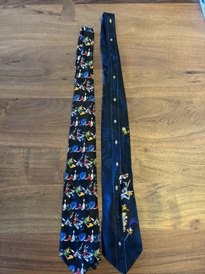 批量 2 件 复古 90 年代 Looney Toons Tunes 领带 新奇 Bugs 兔子 Daffy Taz Tweety — 第 1/4 张图片