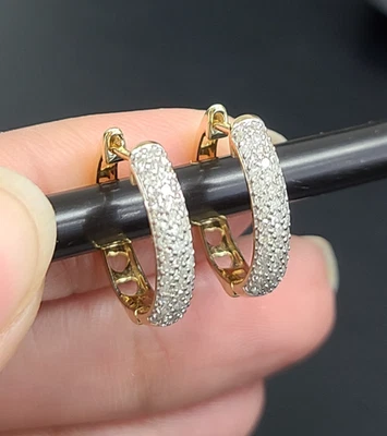 СДЕЛКА! Серьги-кольца из золота 14 карат с натуральными круглыми бриллиантами 0,45 карата - Изображение 1 из 4