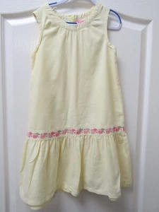 John Lewis Girl's Dress Age 7-8 Pale Yellow Sleeveless Cotton Linen Embroidery - Picture 1 of 2