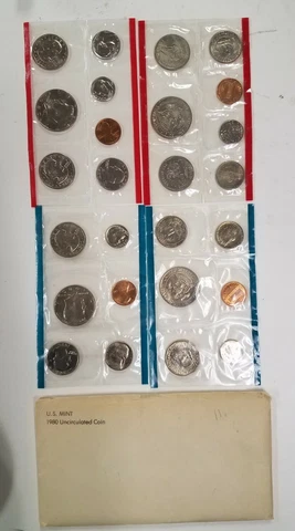 SS1380MXBBFO U.S. MINT 13 COIN YEAR 1980-P D S MINT STATE SET FRESH CELLO OGP!!! Cover