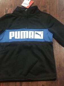 NWT$34 Boys Puma Quarter Zip Sweater Size 4 Black