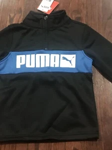 NWT$34 Boys Puma Quarter Zip Sweater Size 4 Black - Picture 1 of 4