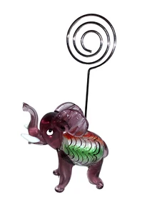 Colorido soporte para tarjetas de trabajo de elefante de cristal de Murano 4,5" - Imagen 1 de 9