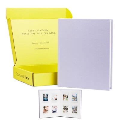 Mini álbum de fotos Instax de tapa dura de lino de 96 bolsillos con lema ocasional - lavanda Foto 1 de 4