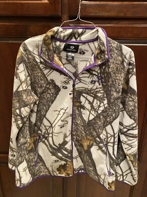 Chaqueta para mujer Mossy Oak blanca y púrpura de lana para nieve camuflada con cremallera completa talla XXL Foto 1 de 4