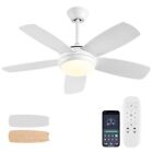  42 inch Ceiling Fans with Lights and Remote Control,Dimmable 3-Color White