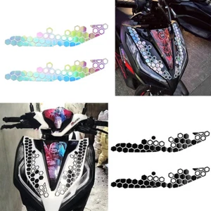 2Pcs Car/Moto Decor Sticker Honeycomb Pattern Sticker Vinyl Bumper Decals - Picture 1 of 12
