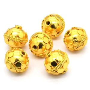 8 PCS 8MM BALI BEAD 18K GOLD PLATED JEWELRY MAKING BEAD B14 - Picture 1 of 4