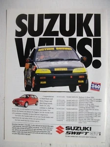 1993 SUZUKI SWIFT GTi ACTION SUZUKI WINS! AUSTRALIAN MAGAZINE ADVERTISEMENT - Picture 1 of 1