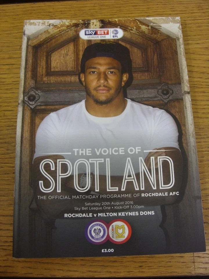 20/08/2016 Rochdale v Milton Keynes Dons  . Bobfrankandelvis (aka Footy Progs) s - Image 1 of 1