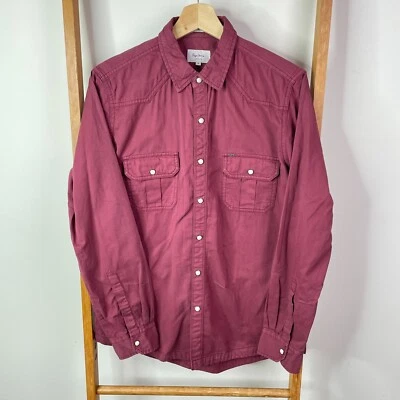 Pepe Jeans Button Up Shirt Mens Red Brogan Long Sleeve Chest Pockets Cotton - Image 1 of 4