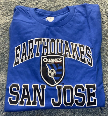 NWT Boys MLS San Jose Earthquakes Long Sleeve Shirt. Sz Large (14-16) & Blue Cover