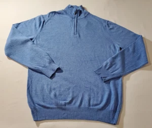 Emi Maglia 1/4 Zip Sweater Mens L Blue Wool Cashmere Blend Preppy Pullover New - Picture 1 of 6