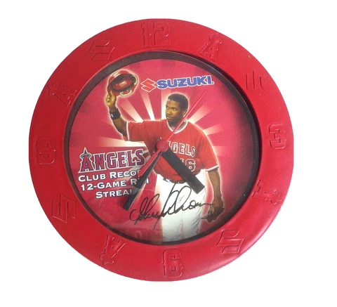 Anaheim Angel's Garret Anderson Suzuki Wall Clock Gift 12-Game RBI Streak Signed Cover
