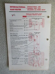 Tarjeta de datos de gráfico de servicio de lubricación de tractor IH International Farmall 1206 1256 - Imagen 1 de 2