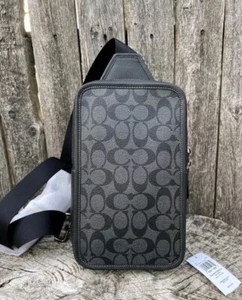 NWT Coach C9867 Sullivan Pack in Signature Canvas & Leather Charcoal Black - Picture 1 of 3