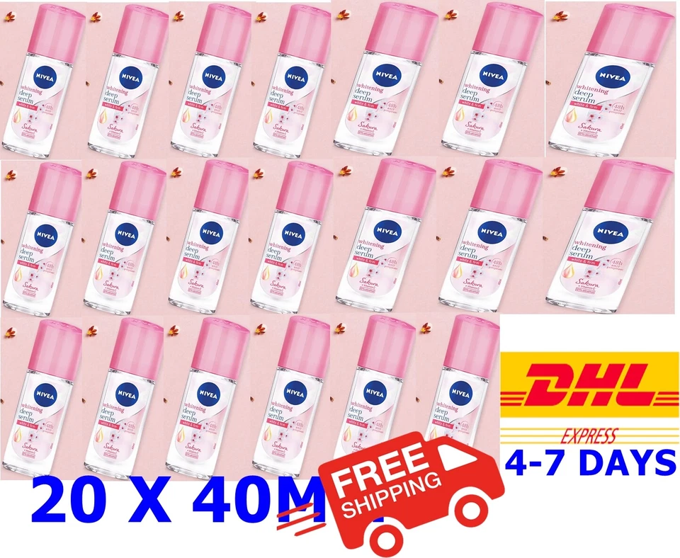 5 X 40ml NIVEA Roll on Deodorant Whitening Deep Serum White Firm Sakura