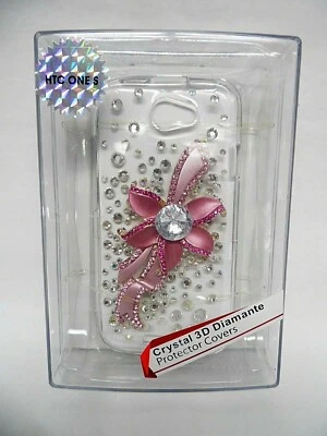 Cubierta de teléfono transparente Mybat HTC ONE S cristal 3D diamante brillante FLOR CINTA Foto 1 de 4