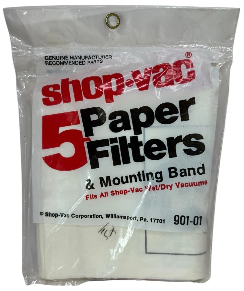 NEW NOS Vintage Shop-Vac 5 Pack Paper Filters & Mounting Band Wet/Dry Vacuums - Image 1 of 4