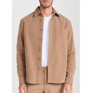 Hugo Boss Men's Long Sleeve BOSS Owen Patch Pocket Overshirt Relaxed Fit Beige - Picture 1 of 5