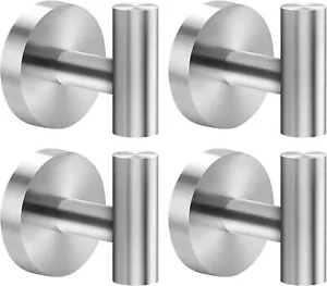 Towel Hooks 4 Pack Brushed Nickel Bathroom Towel Hooks Wall Towel Hooks SUS 3... - Picture 1 of 1