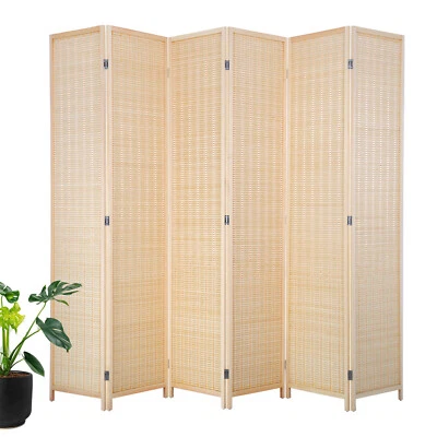 6 Panel Bamboo Room Divider, Folding Privacy Wall Divider Freestanding Partition - Image 1 of 4