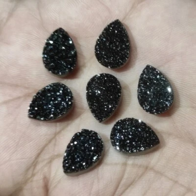 Ágata de titanio natural druzy cuarzo pera drusy suministro de joyería de alta calidad Foto 1 de 4