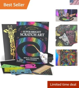Super Bright Scratch Art - x48 Magic Scratch Boards - Scratch Art Kit with B... - Picture 1 of 9