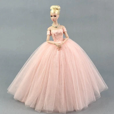 Pink Wedding Dress for 11.5inch Doll Princess Long Gown Doll Clothes 1/6 Toys - Image 1 of 4