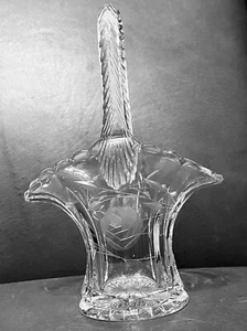 Antique Crystal American Pressed Glass Handled Floral Brides Basket 9" - Picture 1 of 12