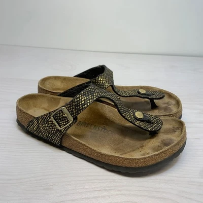 Sandálias Birkenstock Arizona Gizeh brilhante estampa de cobra animal píton slides 40/9 - Imagem 1 de 4